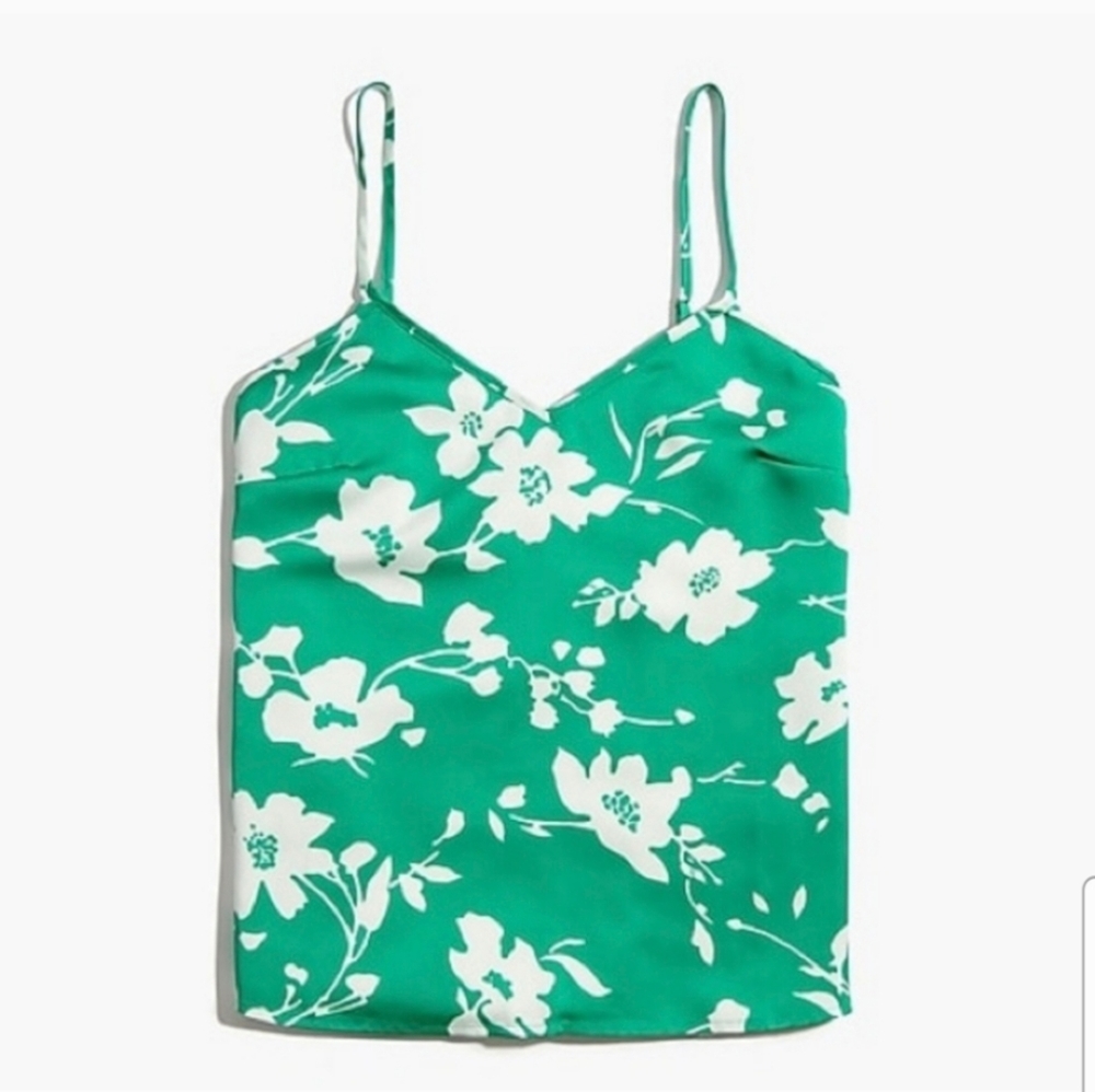 J Crew Factory Floral V Neck Green Cami 12